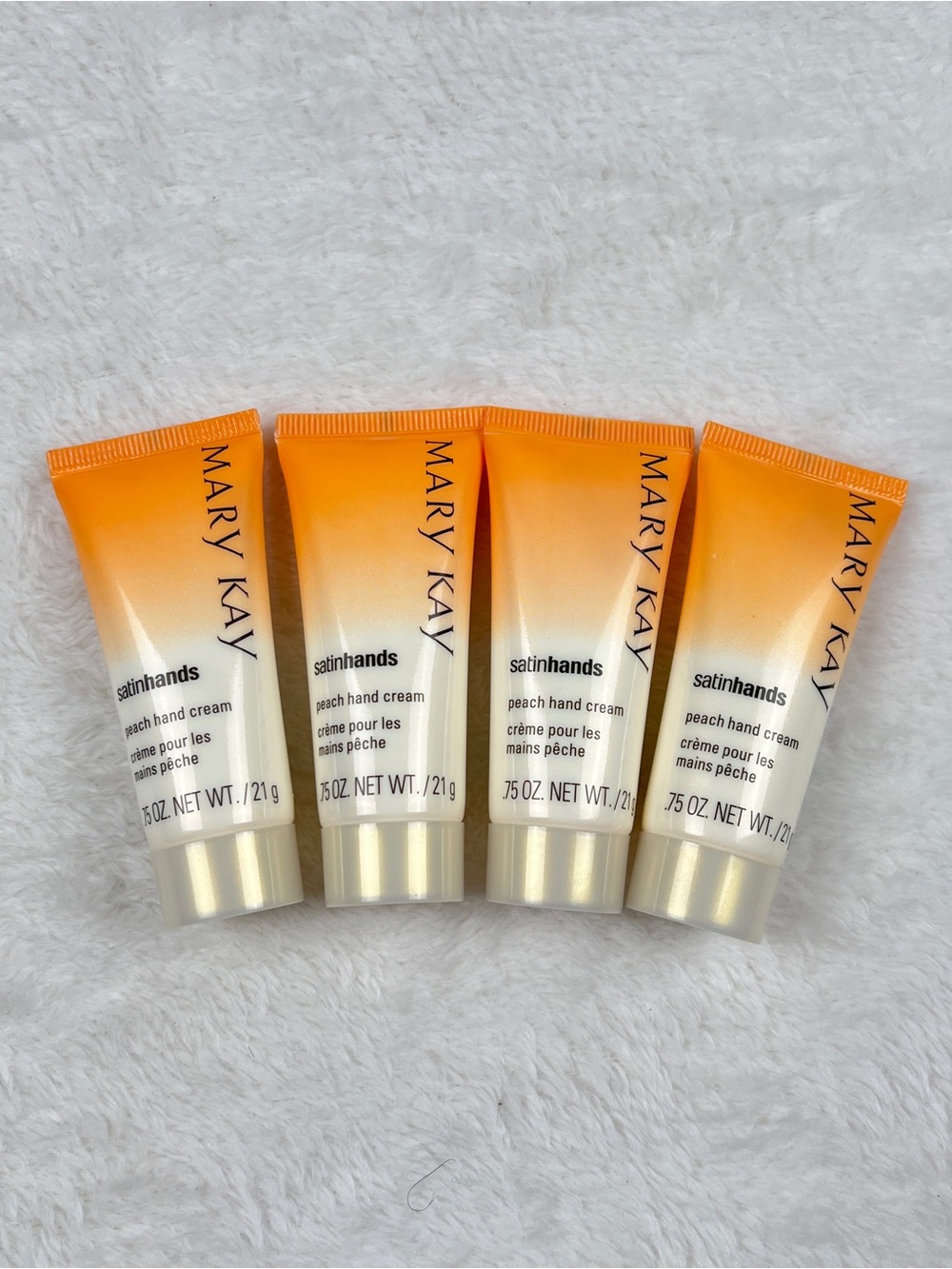Mary Kay Satin Hands Peach Hand Cream Mini Bundle of 4 Travel Size